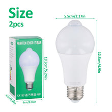 Carica l'immagine nel visualizzatore di Gallery, 2 Lampadine LED E27 9W con Sensore di Movimento PIR, Luce Bianca, 220V, Accensione Automatica Notturna, Risparmio Energe