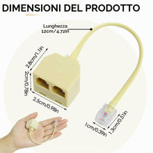 Carica l'immagine nel visualizzatore di Gallery, TECHZOCO Splitter Telefono RJ11 a Doppio Maschio con Cavo 10 cm, Adattatore 6P4C in Plastica, Beige