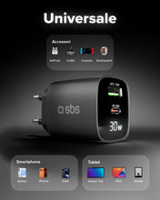 Carica l'immagine nel visualizzatore di Gallery, SBS Alimentatore LCD USB-C 30W, Tecnologia GaN, Power Delivery (PD 3.0 PPS)