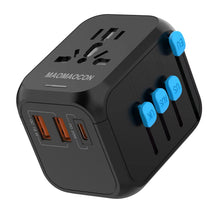 Carica l'immagine nel visualizzatore di Gallery, MAOMAOCON Adattatore da viaggio universale da viaggio con PD20 W, 2 USB, 1 presa USB C e 1 AC, adattatore universale per