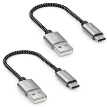 Carica l'immagine nel visualizzatore di Gallery, deleyCON USB-C nel SET (2 Pezzi da 0,15m) 15cm Corto Nylon Ricarica Dati USB Tipo C Connettori Metallo Ricarica &amp; Sincro