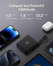 Carica l'immagine nel visualizzatore di Gallery, VRURC Power bank 10000mAh 22.5W, Mini Powerbank con 4 cavi integrati