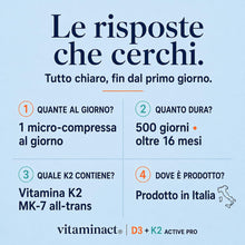 Carica l'immagine nel visualizzatore di Gallery, Vitamina D3+K2 (Dura 1 anno e 4 mesi) 500 Microcompresse – ELETTO PRODOTTO DELL’ANNO 2026 - Senza Biossido di Silice, Vi
