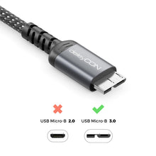 Carica l'immagine nel visualizzatore di Gallery, deleyCON 1m Cavo USB 3.0 Micro-B 5 Gbps - USB-A a Micro-B - Cavo Dati per Hard Disk Esterni HDD/SSD - per Toshiba, WD, S