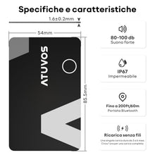 Carica l'immagine nel visualizzatore di Gallery, ATUVOS Air Tag Card Ricaricabile Wallet Tracker Thin 1.6mm, Smart Tag compatibile con Apple Dov'è (solo iOS, Android non