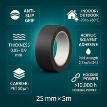 Carica l'immagine nel visualizzatore di Gallery, Dpm tapes - 6093A Nastro Adesivo Antiscivolo Nero per Scale, Gradini, Rampe e Pavimenti, Uso Interno ed Esterno, 25 mm x