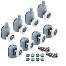 Carica l'immagine nel visualizzatore di Gallery, Set di 8 rulli per porta doccia, guide per porta doccia singole, ruote, puleggia, guide diametro 25 mm, parti di ricambi