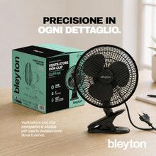 Carica l'immagine nel visualizzatore di Gallery, BLEYTON, ventilatore da tavolo, a morsetto, da parete e da tavolo, ventilatore elettrico a clip nero da 20W, potente e s