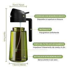 Carica l'immagine nel visualizzatore di Gallery, YARRAMATE Spruzzino Olio in Vetro Luce Blocco Scuro Verde per Friggitrice Aria 2 in 1, 470 ml Dosatore d'Oliva Bottiglia