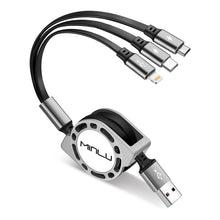 Carica l'immagine nel visualizzatore di Gallery, Minlu Multi 1.2m Cavo Caricabatterie Retrattile 3A, 3 in 1 Cavi USB