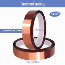 Carica l'immagine nel visualizzatore di Gallery, Nastro Kapton 4 Rotoli 10 Mm X 30 M Marrone Resistente Al Calore