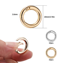 Carica l'immagine nel visualizzatore di Gallery, 30 Pz Moschettoni Rotondi a Molla per Borse e Portachiavi, Oro Argento