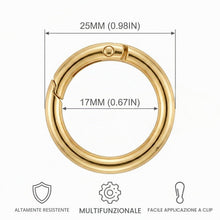 Carica l'immagine nel visualizzatore di Gallery, 20 Pezzi Moschettoni per Borse 25mm, Anelli a Molla Rotondi in Lega di Zinco, Accessori per Borse Uncinetto e Ganci Port