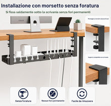Carica l'immagine nel visualizzatore di Gallery, Canalina Cavi Scrivania Estensibile 43-74 cm,Versione Migliorata, Raccogli Cavi e Organizer Cavi Sotto Scrivania Senza F