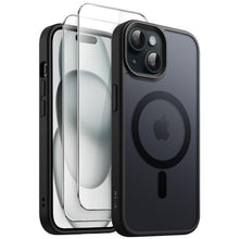 Carica l'immagine nel visualizzatore di Gallery, JETech Cover Magnetica Opaca 3 in 1 per iPhone 15, Nero