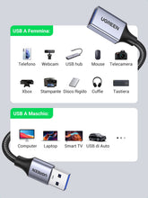 Carica l'immagine nel visualizzatore di Gallery, UGREEN Cavo Prolunga USB 3.0 Nylon Maschio A Femmina 5Gbps (1M)