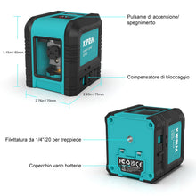 Carica l'immagine nel visualizzatore di Gallery, Livella Laser Verde 5m Doppia Linea Croce Verticale Orizzontale IP54