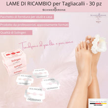 Carica l'immagine nel visualizzatore di Gallery, SCHWERTKRONE® Lame Credi per Pedicure 30 Pezzo [MADE IN GERMANY SOLINGEN] - Lame Affettatrici per la Rimozione dei Calli