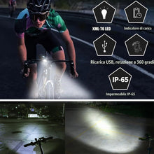 Carica l'immagine nel visualizzatore di Gallery, Set luci LED bici anteriore e posteriore ricaricabili USB IPX6