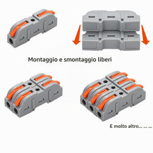 Carica l'immagine nel visualizzatore di Gallery, Connettori Elettrici Rapidi con Leva, Morsetti Elettrici a Filo, 1-Filo 2-Vie e Possono Essere Combinati Liberamente, 26