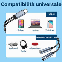 Carica l'immagine nel visualizzatore di Gallery, MMOBIEL Adattatore USB-C a 3.5mm Aux Audio Cuffie/Microfono Splitter 16 Bit