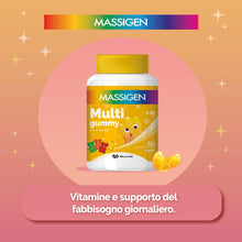 Carica l'immagine nel visualizzatore di Gallery, Massigen - Multi Gummy, Multivitaminico per Bambini 4-14 Anni, Vitamine Gommose con Vitamina A, C, E, D, B6, B12 e Acido