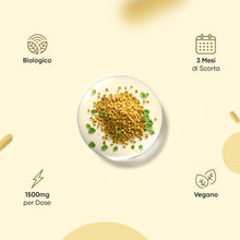 Carica l'immagine nel visualizzatore di Gallery, Fieno Greco Bio, Certificato e Vegano, 2 Capsule al Giorno, per 3 Mesi, Semi di Fieno Greco Polvere Biologica in Capsule