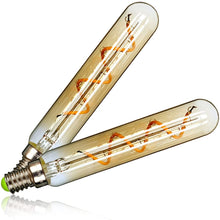 Carica l'immagine nel visualizzatore di Gallery, Confezione da 2 lampadine LED vintage a filamento LED 3 W dimmerabile 2000 Kelvin piccolo tubo E14 base decorativa lampa