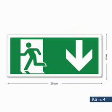 Carica l'immagine nel visualizzatore di Gallery, pubblimania 4 Pezzi Uscita di Emergenza in Basso PVC Adesivo Resistente per Esterno e Interno (Cm 29x13) (4 Uscita in Ba