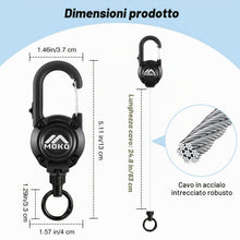 Carica l'immagine nel visualizzatore di Gallery, MoKo Laccetto Antifurto per Telefono con Cavo in Acciaio, Retrattile e Bloccabile, Cinturino Anti Caduta con Tether Tab