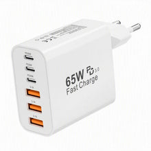 Carica l'immagine nel visualizzatore di Gallery, Caricatore USB C, Alimentatore USB C 65 W con 6 Porte, Adattatore PD 3.0+QC