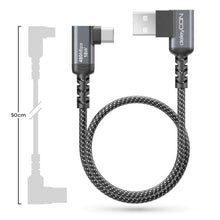 Carica l'immagine nel visualizzatore di Gallery, deleyCON 0,5m Cavo USB C Corto 2x Angolato 90° USB-A a USB-C Cavo di Ricarica e Dati per iPhone 17 16 15 Pro Max Air Gal