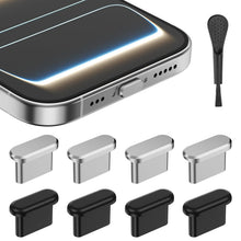 Carica l'immagine nel visualizzatore di Gallery, Copertura antipolvere USB C per iPhone 17/17 Pro, set da 4 tappi protettivi in alluminio + 4 in silicone con scatola di 