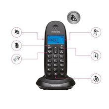 Carica l'immagine nel visualizzatore di Gallery, Motorola C1001CB+ - Telefono Cordless Digitale DECT - Modalità Blocco Chiamate, ID Chiamante, Vivavoce, Rubrica da 50 Nu