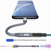 Carica l'immagine nel visualizzatore di Gallery, Adattatore USB C jack 3,5mm,tipo C a 3,5mm Cavo Chip DAC per Cuffie Gray