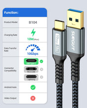 Carica l'immagine nel visualizzatore di Gallery, SUNGUY Cavo USB Type C, 10Gbps USB 3.1 Gen 2 Cavo USB C Compatibile con Android Auto,Galaxy S24 A52, Redmi Note 11,SSD-0