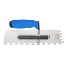Carica l'immagine nel visualizzatore di Gallery, Mivos Cazzuola Dentata 12 x 12, in Acciaio Inox, Con Impugnatura Morbida, Dentatura da 12 mm, Senza Ruggine, 270 x 130