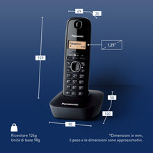 Carica l'immagine nel visualizzatore di Gallery, Panasonic KX-TG1611JTH Telefono Cordless Digitale, Unità Base e Ricevitore Singolo, ID Chiamante, Batteria Lunga Durata,
