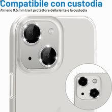 Carica l'immagine nel visualizzatore di Gallery, Coiwxmoi Protezione Fotocamera per iPhone 14/14 Plus,Pellicola Vetro Glitter Copri Telecamera Camera Proteggi Obiettivo 