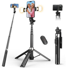 Carica l'immagine nel visualizzatore di Gallery, 110cm Bastone Selfie Treppiede con 2 Luci di Riempimento, Treppiede per Smartphone Portatile Estensibile con Telecomando