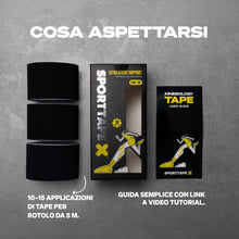 Carica l'immagine nel visualizzatore di Gallery, 3 Rotoli - SPORTTAPE Nastro Kinesiologico - 5 cm x 5 m - Nero