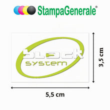 Carica l'immagine nel visualizzatore di Gallery, StampaGenerale® - 4 Pz Adesivi AntiFurto Auto "Block System" in Pvc (5,5x3,5 Cm) Sticker Deterrente Visivo Resistente e 