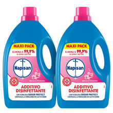 Carica l'immagine nel visualizzatore di Gallery, Napisan Additivo Disinfettante Lavatrice alla fragranza Brezza di Primavera, 2 Confezioni da 2.2 Litri di Additivo Liqui