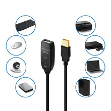 Carica l'immagine nel visualizzatore di Gallery, deleyCON 10m USB 2.0 Ripetitore Cavo di Estensione Attivo con Amplificatore di Segnale Porte USB-A e USB-A - Nero