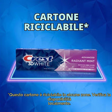 Carica l'immagine nel visualizzatore di Gallery, Crest 3D White Radiant Mint dentifricio sbiancante, pacco da 3 pezzi, 323 grammi, Menta