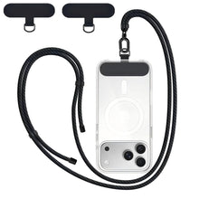 Carica l'immagine nel visualizzatore di Gallery, New&amp;Teck Cavo per telefono cellulare con 2 patch, cordino per telefono 1 m60 resistente, regolabile, elegante compatibil