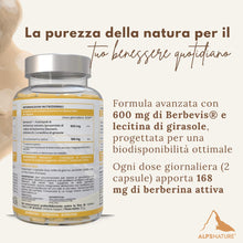 Carica l'immagine nel visualizzatore di Gallery, ALPS NATURE Berberine Fitosomada Berbevis® 600 mg – 60 Capsule per 30 giorni - Berberina Liposomiale Pura - Berberina ad
