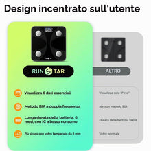 Carica l'immagine nel visualizzatore di Gallery, RunStar Bilancia pesapersone e percentuale grasso, Bilancia smart digitale e precisa con ampio display, Analizzatore di 
