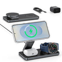 Carica l'immagine nel visualizzatore di Gallery, Stazione di Ricarica 3 in 1 per Samsung, Caricatore Wireless Pieghevole per Galaxy S26/S25/S24/S23/Z Fold/Flip Series, G