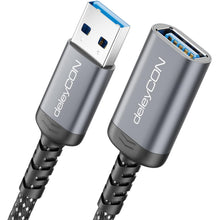 Carica l'immagine nel visualizzatore di Gallery, deleyCON 2m Prolunga USB 5 Gbps (A-Maschio su A-Femmina) - Connettori in Alluminio e Cavo in Nylon - USB 3.0/3.2 Gen1 - 